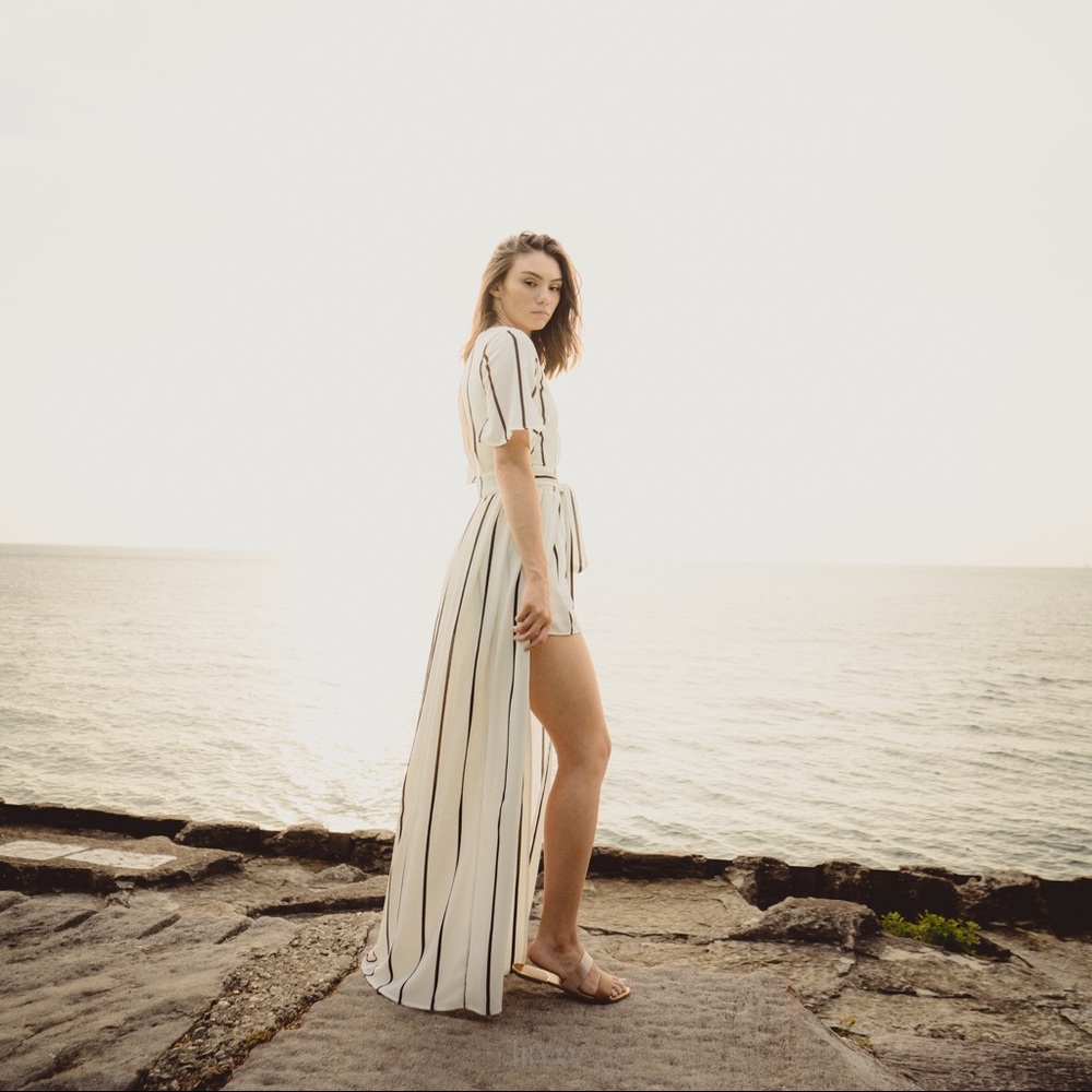 Striped maxi romper